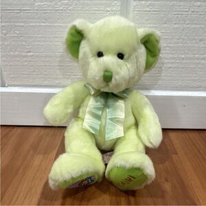Plush Light Green Teddy Bear with Satin Bow - Kids Stuffed Animal